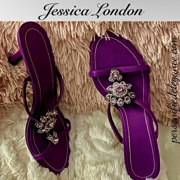 Jessica London Purple Crystal Heeled Sandals Size 11M RARE & HTF - Picture 1 of 16
